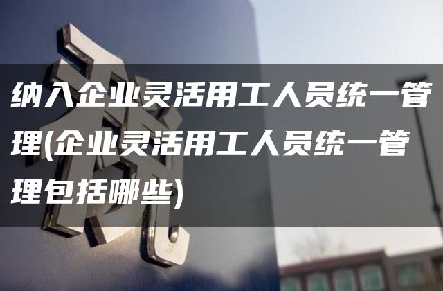 纳入企业灵活用工人员统一管理(企业灵活用工人员统一管理包括哪些)