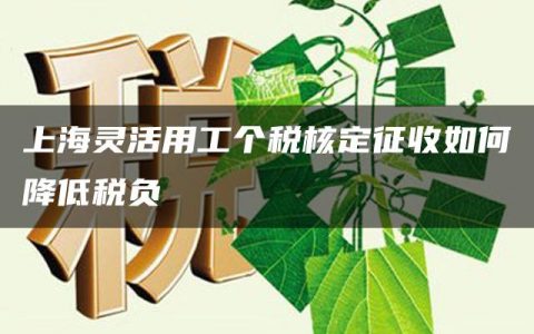 上海灵活用工个税核定征收如何降低税负