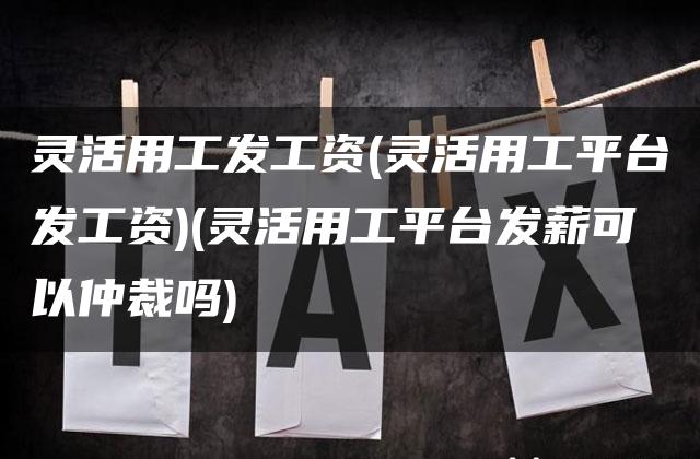 灵活用工发工资(灵活用工平台发工资)(灵活用工平台发薪可以仲裁吗)