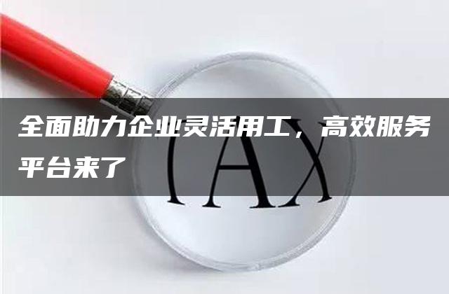 全面助力企业灵活用工，高效服务平台来了