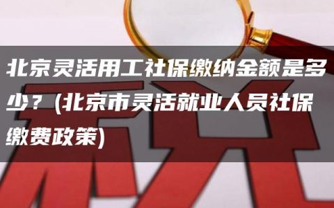 北京灵活用工社保缴纳金额是多少？(北京市灵活就业人员社保缴费政策)