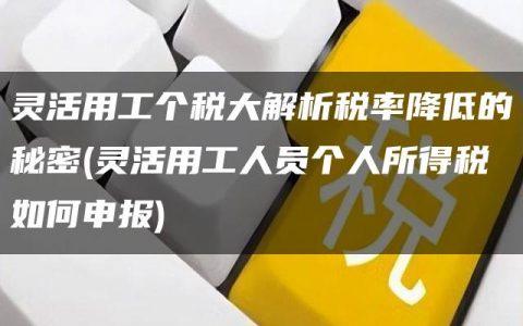 灵活用工个税大解析税率降低的秘密(灵活用工人员个人所得税如何申报)