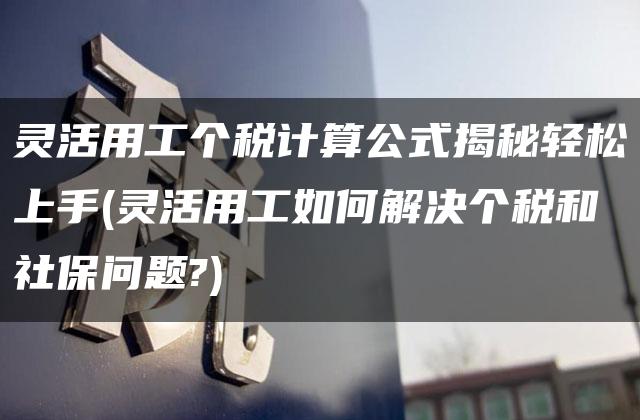 灵活用工个税计算公式揭秘轻松上手(灵活用工如何解决个税和社保问题?)