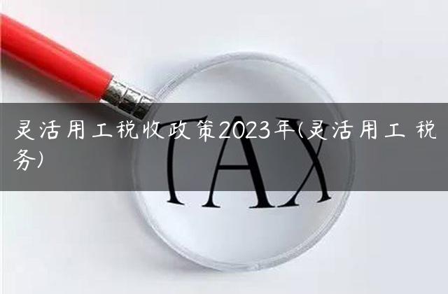 灵活用工税收政策2023年(灵活用工 税务)