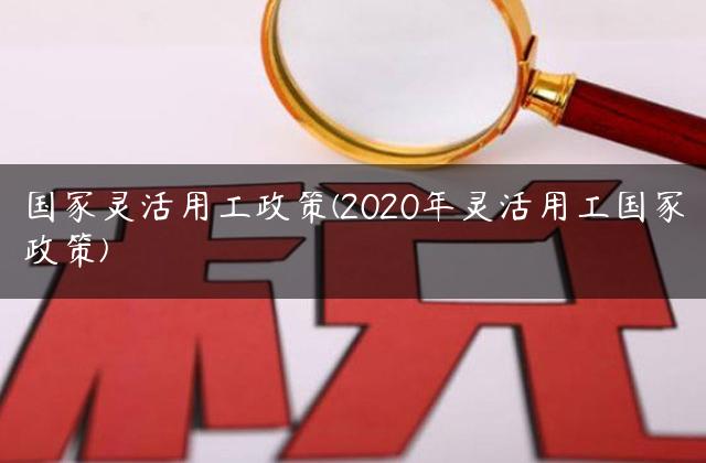 国家灵活用工政策(2020年灵活用工国家政策)