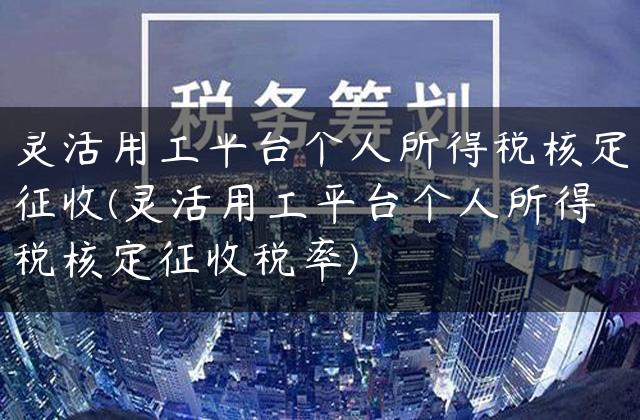 灵活用工平台个人所得税核定征收(灵活用工平台个人所得税核定征收税率)