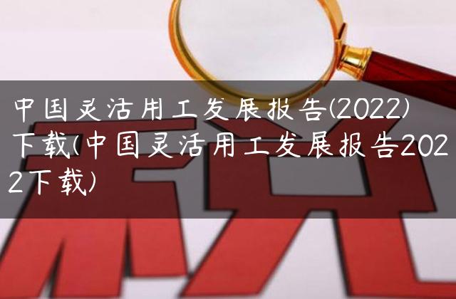 中国灵活用工发展报告(2022)下载(中国灵活用工发展报告2022下载)